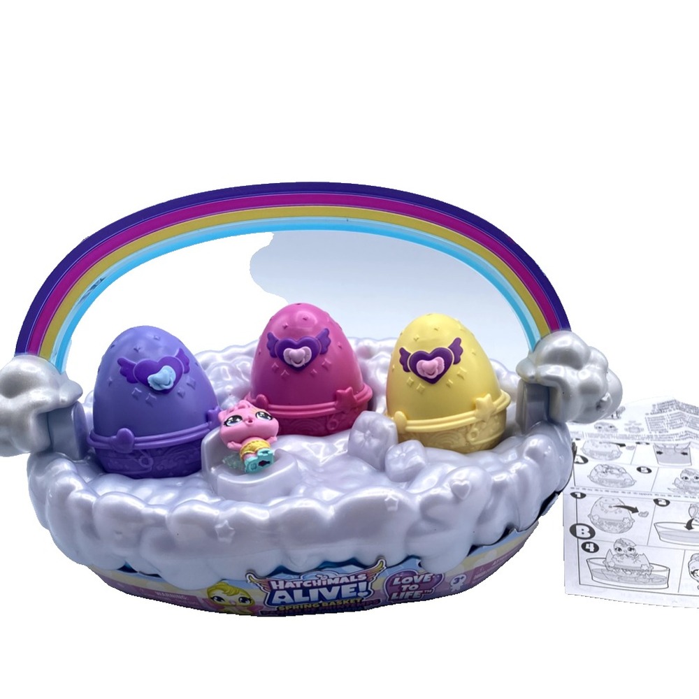 Hatchimals Alive Spring Basket with 3 Self-Hatching Eggs Ages 3 And Up Fun Toy